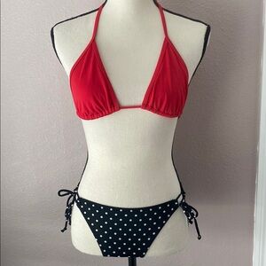 Victorias Secret Red and Black Polka Dot Bikini Set